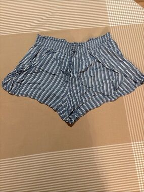 American Eagle Outfitters Blue and White Striped High-Waist Shorts
